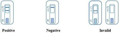 Syphilis test result cassette set: positive, negative, and invalid result windows
