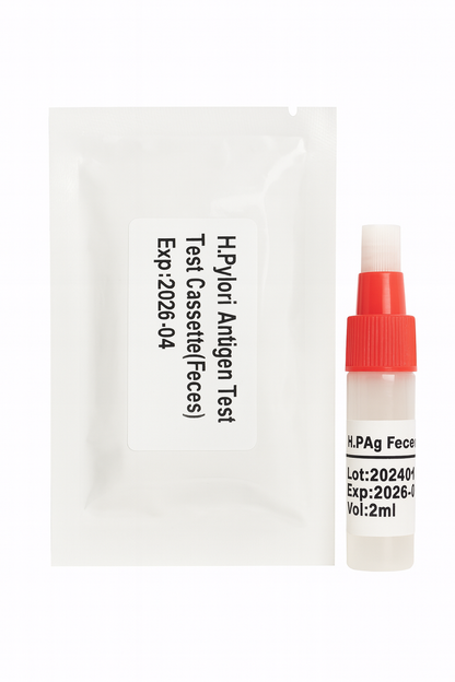 H. pylori antigen rapid test cassette, buffer bottle, sealed sample pouch