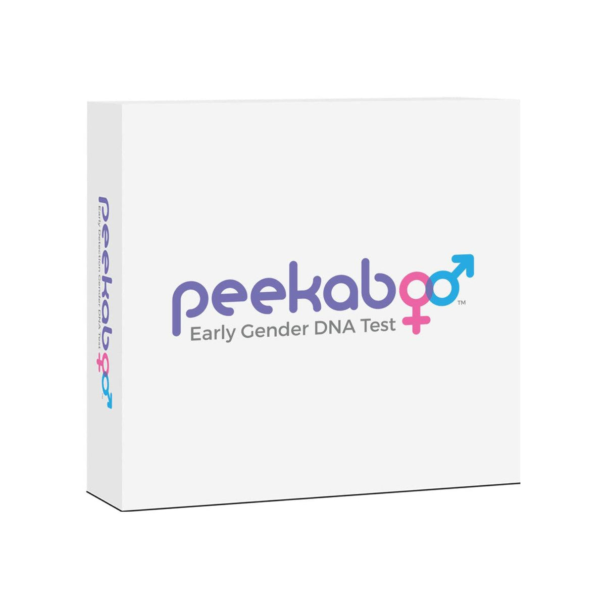 Peekaboo early gender DNA test kit box with logo and branding