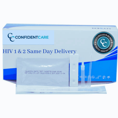ConfidentCare 4th gen HIV 1&2 combo test kit with swab, cassette and instructions