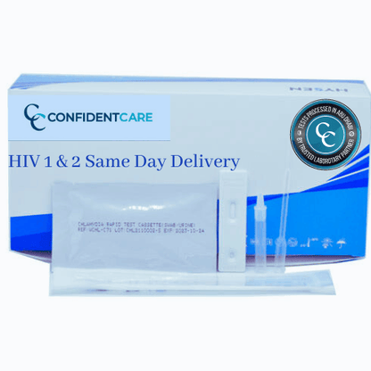 ConfidentCare 4th gen HIV 1&2 combo test kit with swab, cassette and instructions