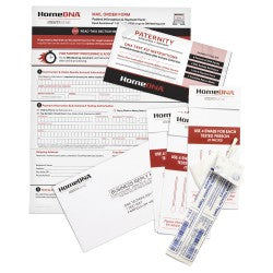 Paternity DNA test documents and cheek swab collection materials