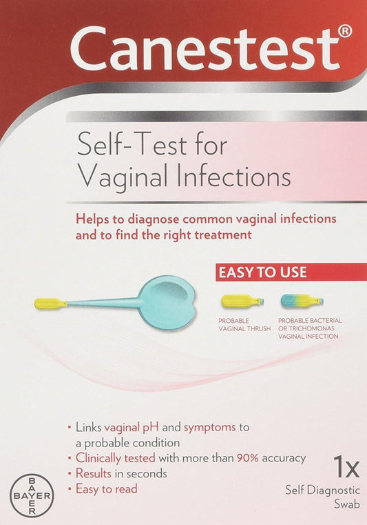 Vaginal infection self-test kit box with illustrated sampling swab and instructions