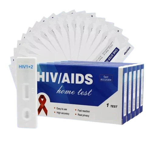 HIV/AIDS home test kit with 1 test device and blue box packaging
