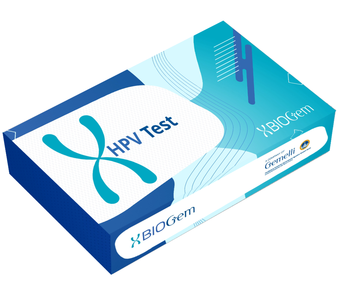 HPV test kit box, BIOgen branding, HPV Test label