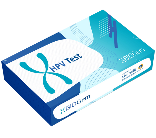 HPV test kit box, BIOgen branding, HPV Test label